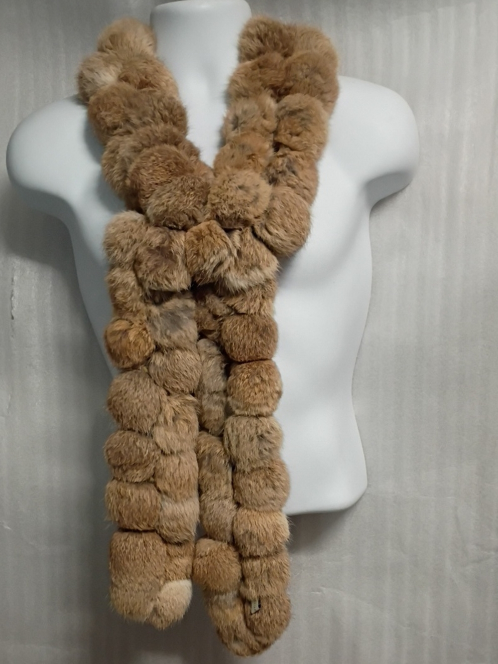 Lord and Taylor P lush Pom-Pom Rabbit Fur Scarf